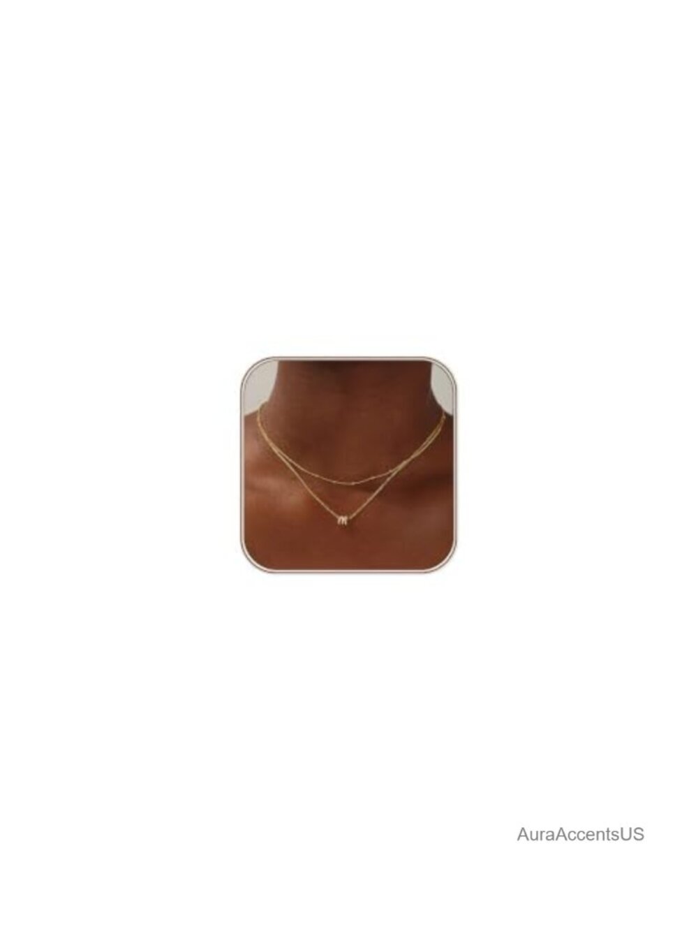 Layered Initial Necklace Set 14K Gold Plated Adjustable Chain